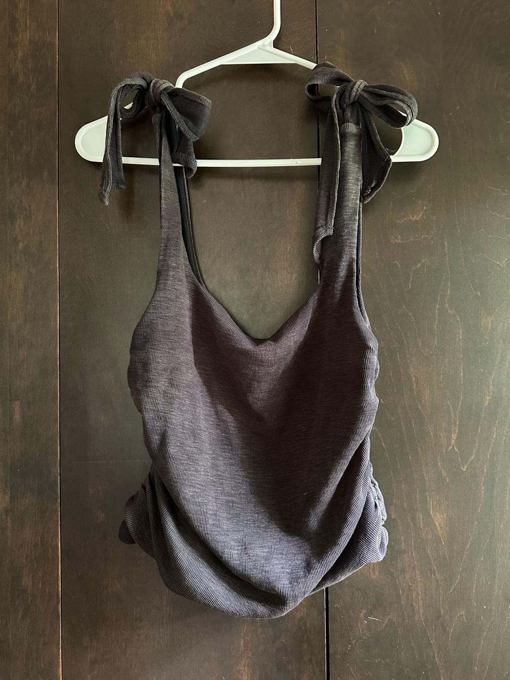 Free People Charcoal Tie-Shoulder Scoop Neck Tank